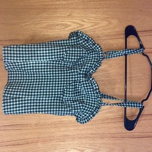 green plaid crop tank